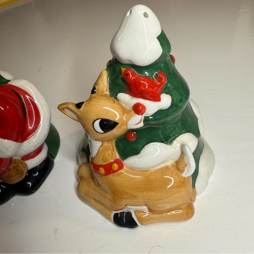 LENOX Rudolph The Red Nosed Nose Reindeer/Santa Claus Salt & Pepper Shakers 2002 - Picture 6 of 8